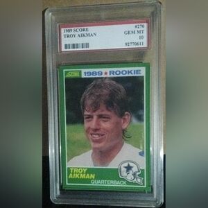 Graded TROY AIKMAN 1989 SCORE ROOKIE CARD #270 DALLAS COWBOYS RC *RP*
